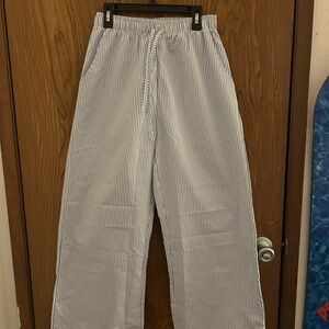 Blue and White Striped Pants